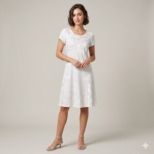 VTG Jessica Howard Elegant Champagne Brocade A-Line Cocktail Dress SZ 16